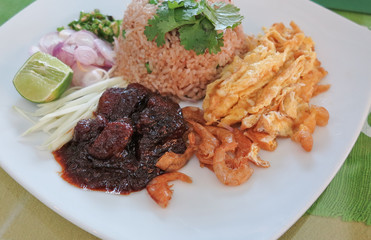 Food thai fried rice with shrimp paste