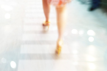 Abstract background, women on high heels street walk, pastel and blur