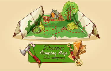 Obraz premium Camping Map Sketch