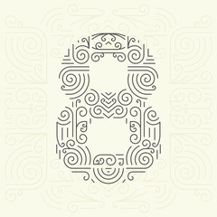 Vector Mono Line style Geometric Font for Your Text. Number 8