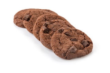 soft dark chocolate brownie cookies on white