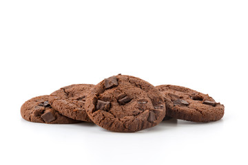 soft dark chocolate brownie cookies on white