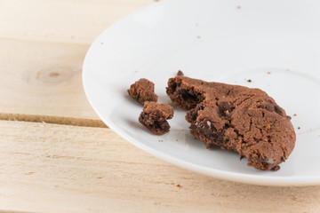 soft dark chocolate brownie cookies on wood