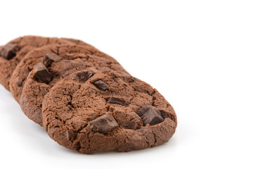 soft dark chocolate brownie cookies on white
