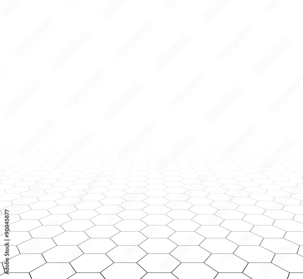Poster perspective grid hexagonal surface.
