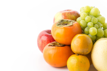 Fototapeta na wymiar mix fruits on white background