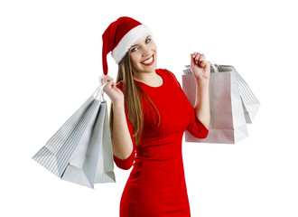 .Santa Woman with shopping bags