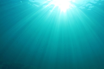 Fototapeta na wymiar Underwater blue background in ocean