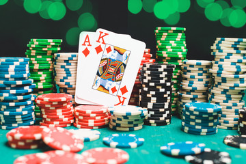 Poker chips and cards
