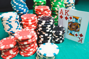 Poker chips and cards