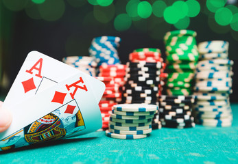 Poker chips and cards