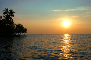 Sunset over the sea. Koh Chang in Thailand. 