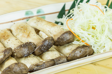 Traditional japanese food on wooden table