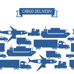 Freight cargo transport icons seamless pattern in flat design
