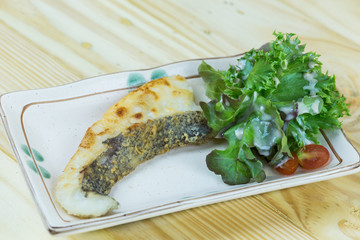 Traditional japanese food on wooden table