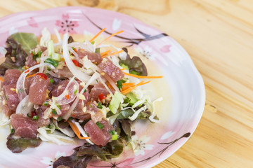 Traditional japanese food on wooden table