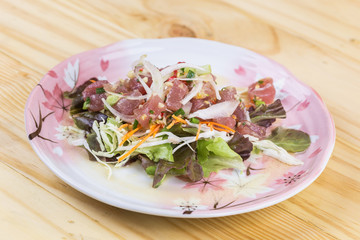 Traditional japanese food on wooden table