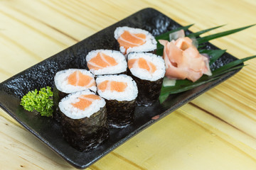 Traditional japanese food on wooden table