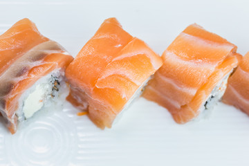 Traditional japanese food on wooden table