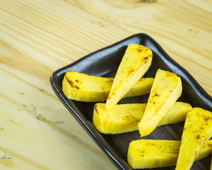Traditional japanese food on wooden table