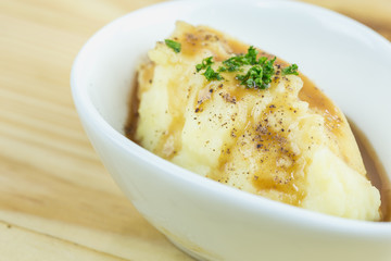 Traditional japanese food on wooden table