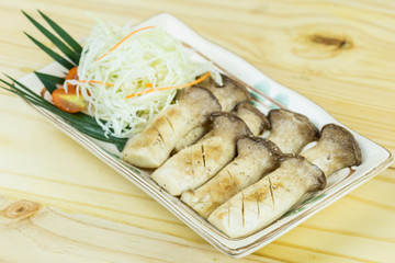 Traditional japanese food on wooden table