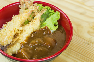 Traditional japanese food on wooden table