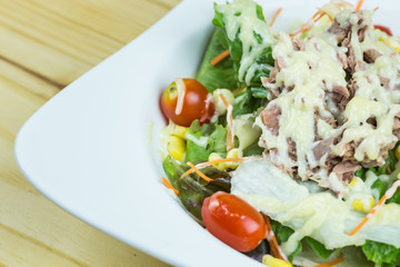 Traditional japanese food on wooden table