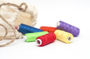 Multicolor sewing thread with bag