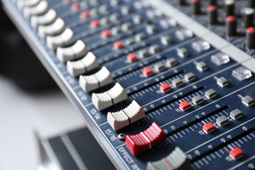sound music mixer control panel close up