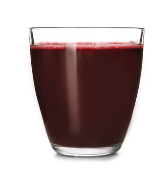 Glass Of Beet Juice Isolated On White