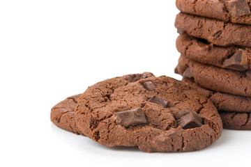 soft dark chocolate brownie cookies on white