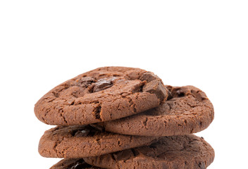soft dark chocolate brownie cookies on white
