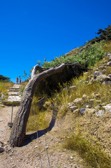 Percorso verso la citta antica Santorini