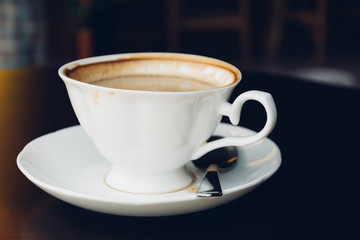 cup of coffee - soft focus with vintage film filter