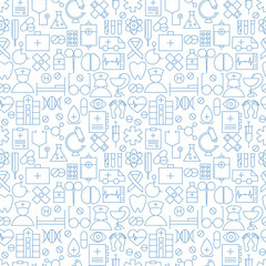 Thin Medical Line Health Care White Seamless Pattern