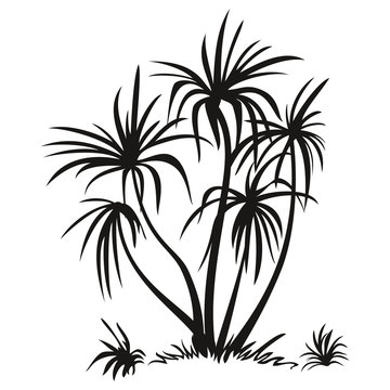 Palm Trees and Grass Silhouettes