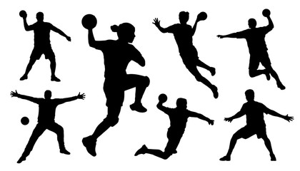 handball silhouettes - obrazy, fototapety, plakaty