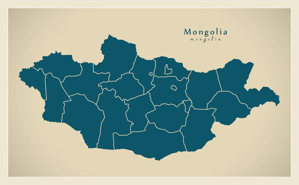 Modern Map - Mongolia with provinces MN