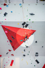 Concurrent unijambiste à la Coupe du monde d'escalade 2015 (Chamonix)