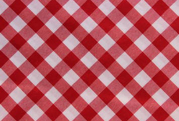 Red and white tablecloth