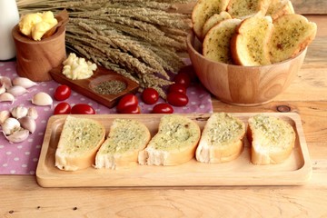 Garlic bread of herb delicious with making bread.
