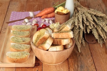 Garlic bread of herb delicious with making bread.