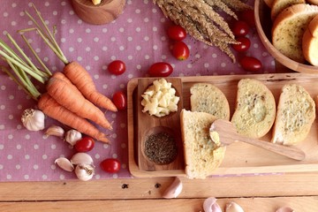 Garlic bread of herb delicious with making bread.