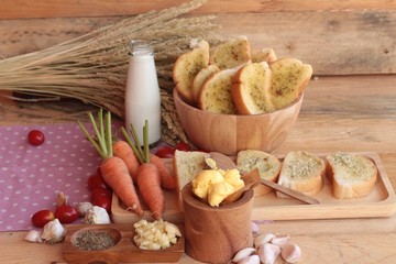 Garlic bread of herb delicious with making bread.