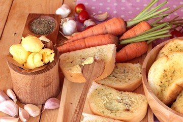 Garlic bread of herb delicious with making bread.