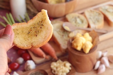 Garlic bread of herb delicious with making bread.