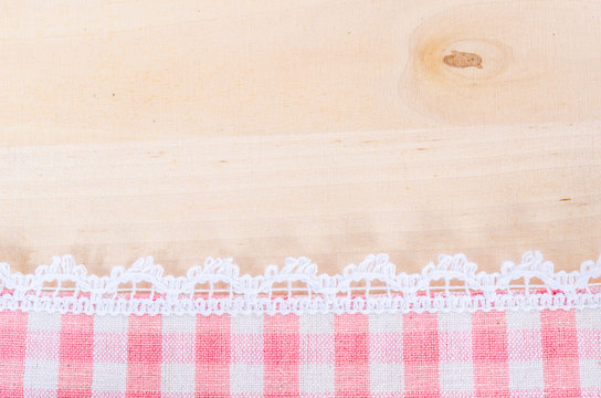 Table cloth and white lace background.