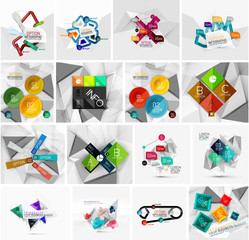Set of abstract geometric paper infographic banner templates