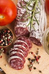 slices of spanish pork sausage